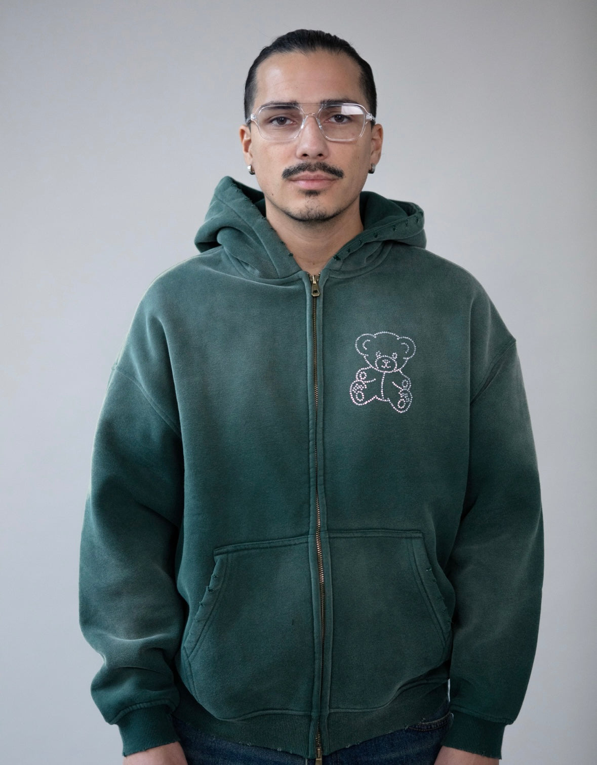 GREEN ZIP-UP HOODIE